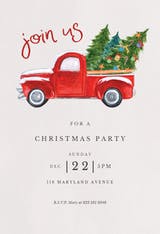 Red truck - Invitación De Navidad